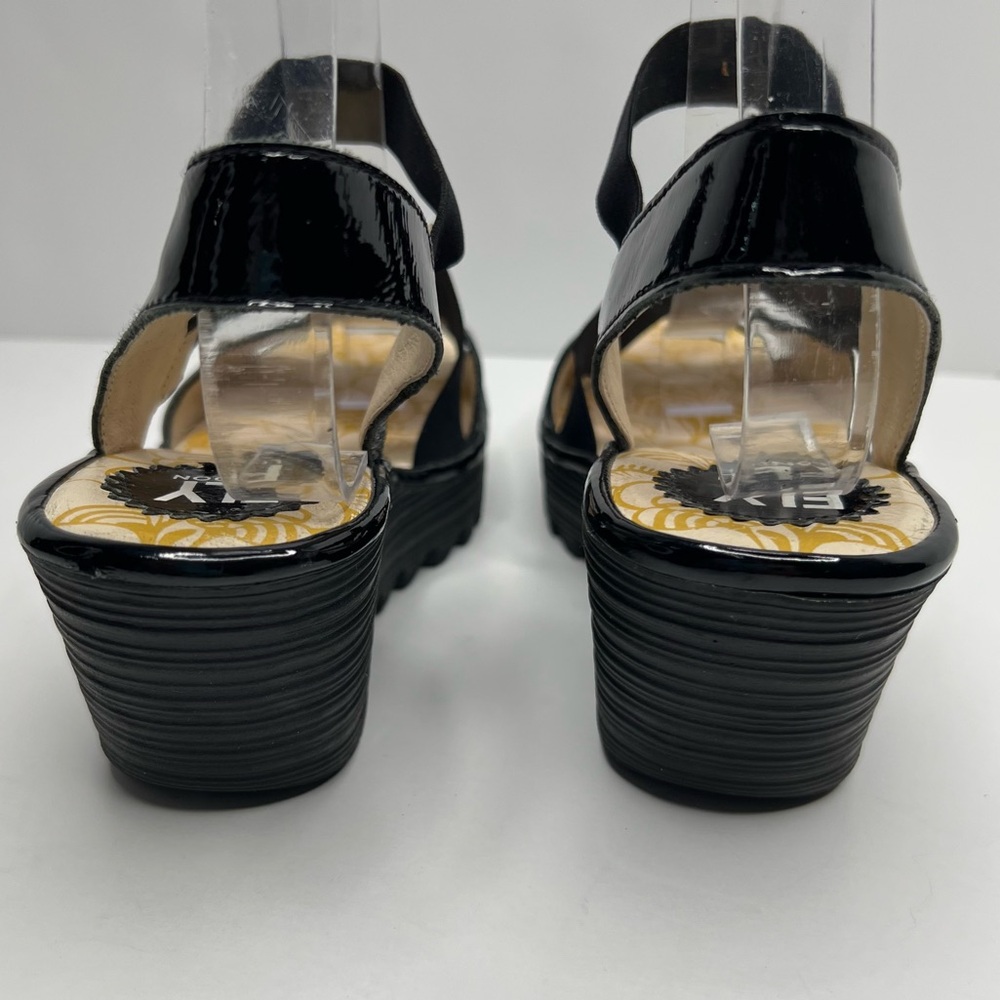 Fly London Black Patent Leather Sandals With Elastic Size EU 40 - Picture 5 of 16